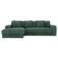 ECKSOFA in Cord Grün  182/302 cm  - Schwarz/Grün, MODERN, Kunststoff/Textil (182/302cm) - Carryhome
