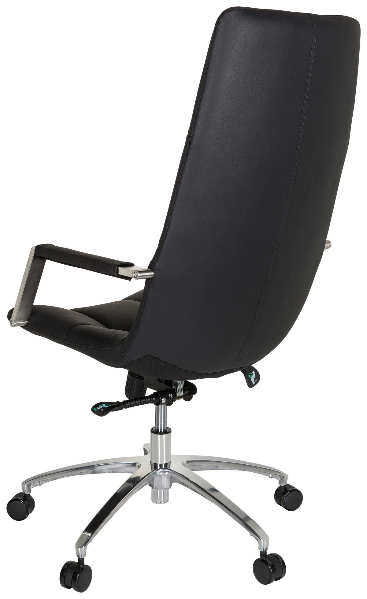 DREHSTUHL Schwarz  - Silberfarben/Schwarz, MODERN, Leder/Kunststoff (58/115/74cm) - MID.YOU