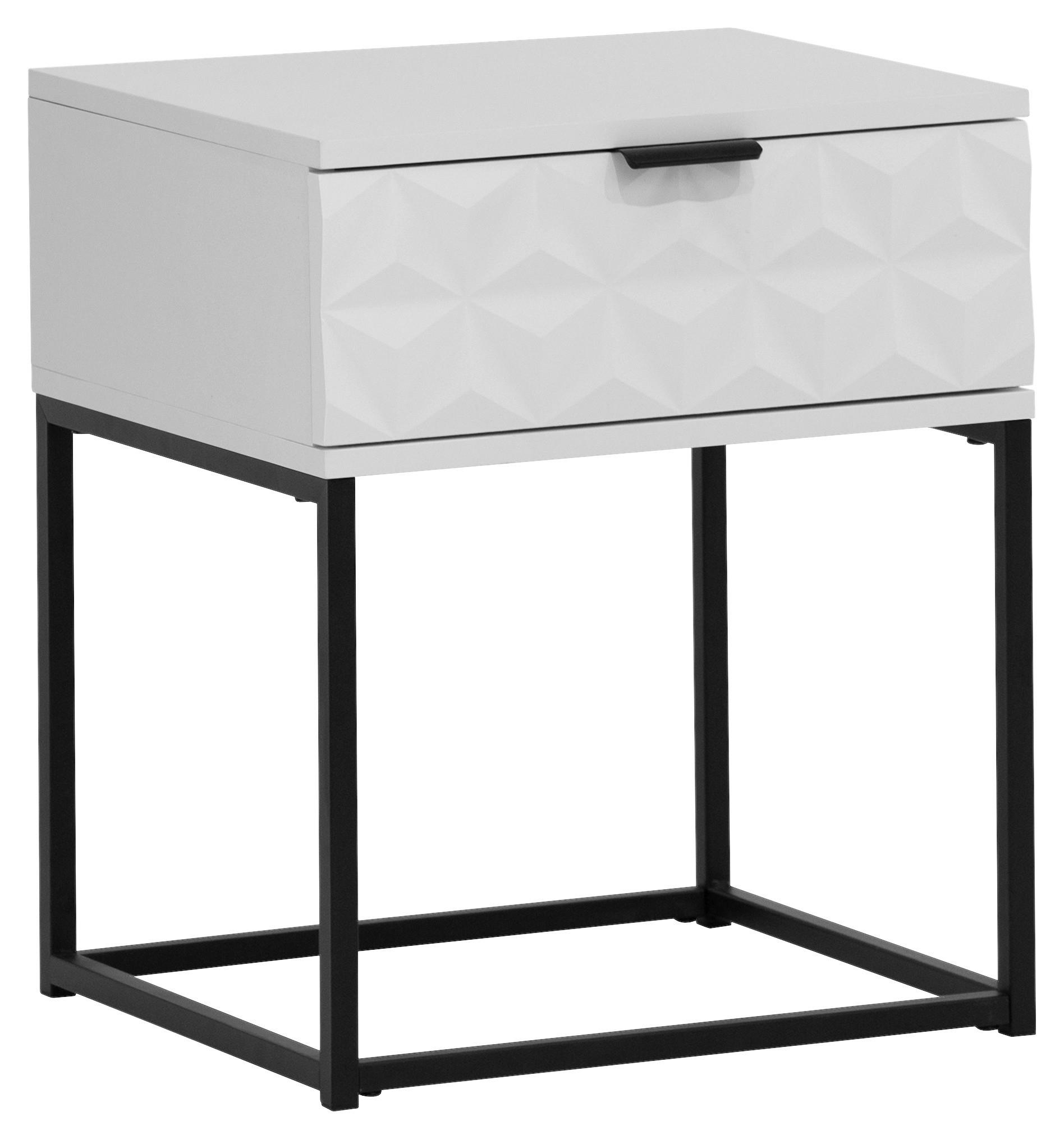 NACHTSCHRANK 42,5/52/38,5 cm  - Schwarz/Weiß, KONVENTIONELL, Holzwerkstoff/Metall (42,5/52/38,5cm) - Boxxx