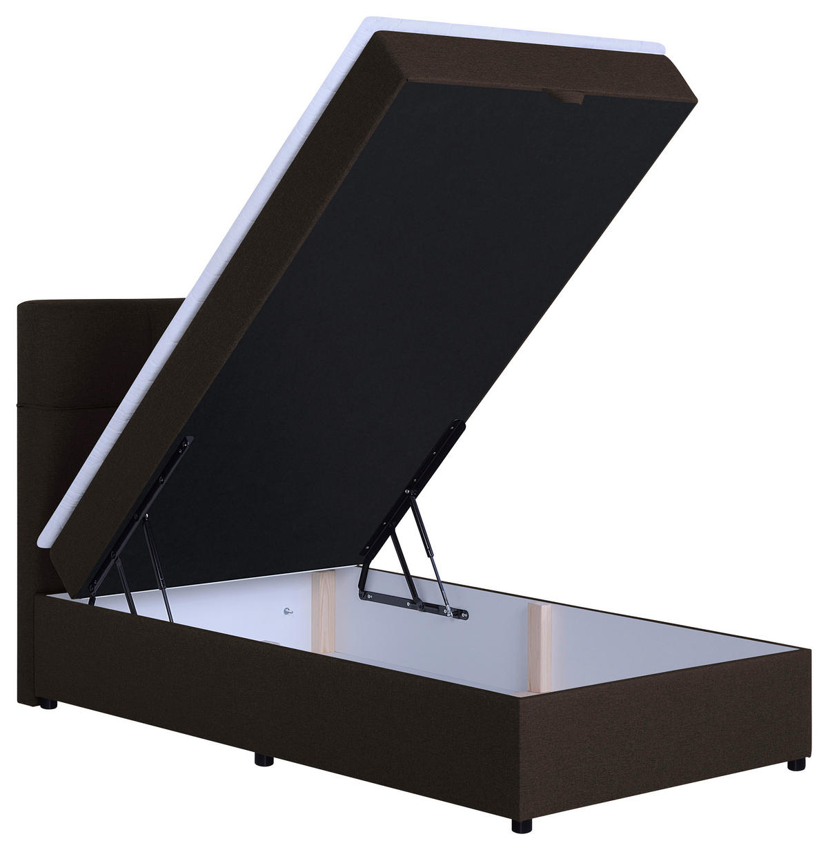 BOXBETT 100/200 cm,  in Braun, Bettkasten, Topper,  - Schwarz/Braun, MODERN, Kunststoff/Textil (100/200cm) - MID.YOU