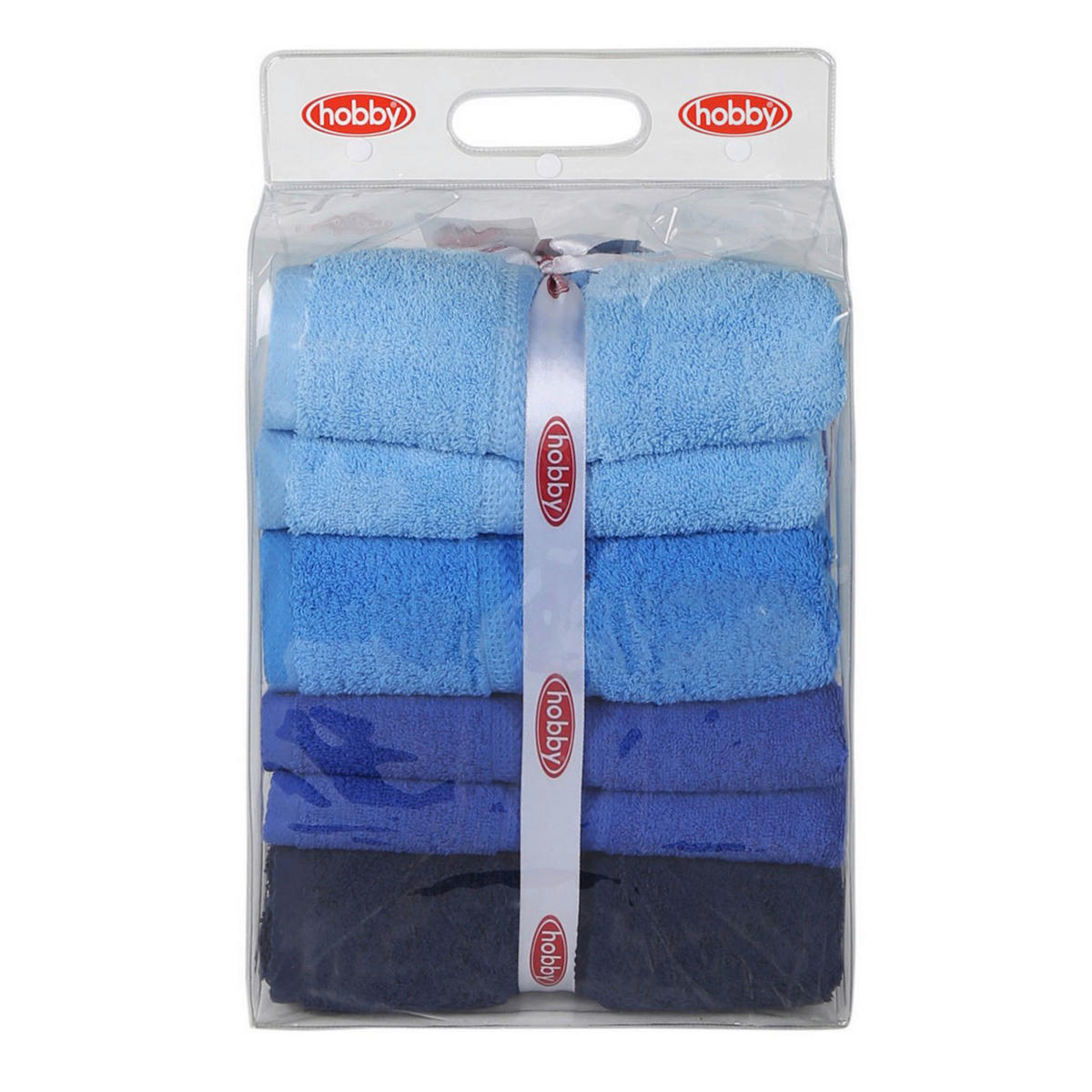 DUSCHTUCHSET Blau, Hellblau, Dunkelblau 4-teilig  - Blau/Dunkelblau, Basics, Textil (70/140cm)