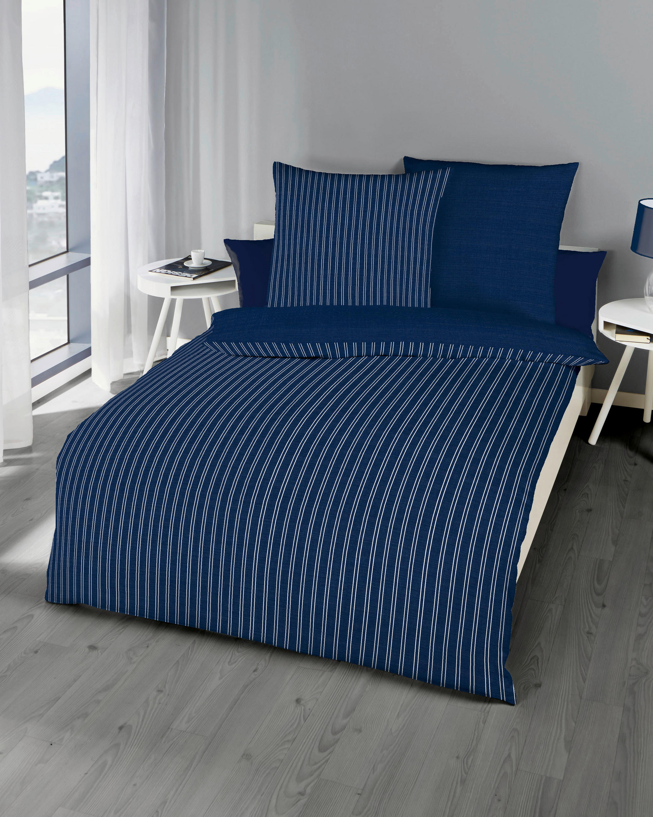 BETTWÄSCHE Eternity Combo Makosatin 155/220 cm  - Dunkelblau, Design, Textil (155/220cm) - Kaeppel
