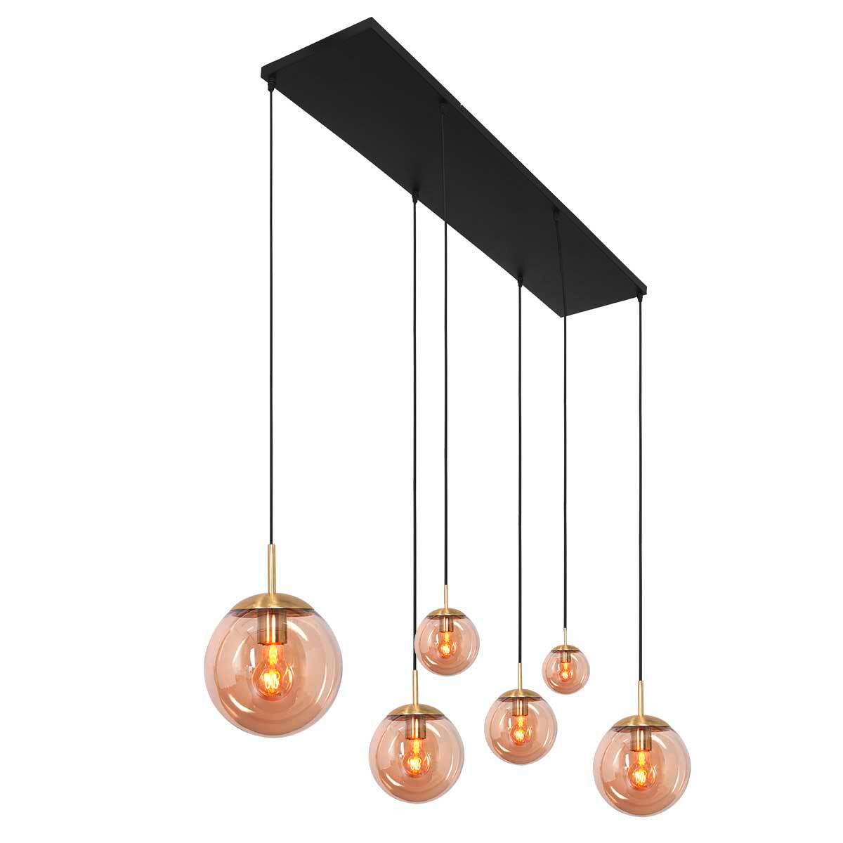 PENDELLEUCHTE 120/25/160 cm  - Messingfarben/Schwarz, Basics, Glas/Metall (120/25/160cm)