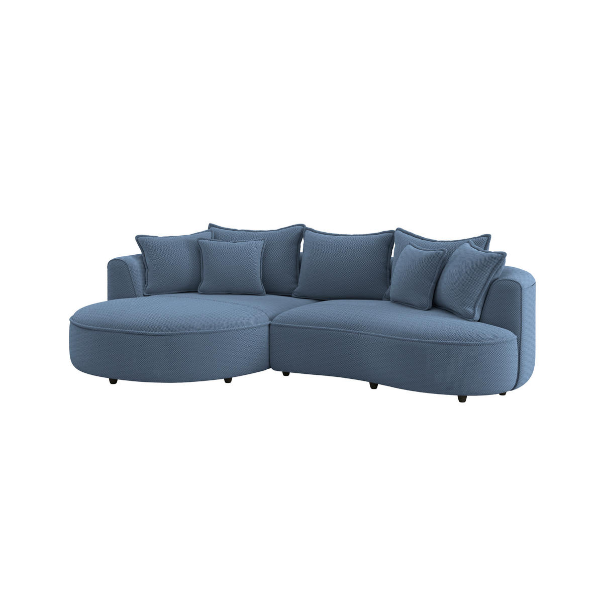 ECKSOFA LEVI Dunkelblau Velours, Struktur  - Schwarz/Dunkelblau, MODERN, Kunststoff/Textil (168/287cm) - Livetastic
