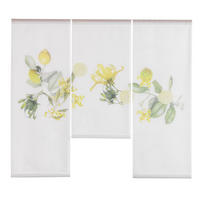 KURZGARDINE 3ER SET   90/80 cm   - Gelb/Weiß, Natur, Textil (90/80cm)
