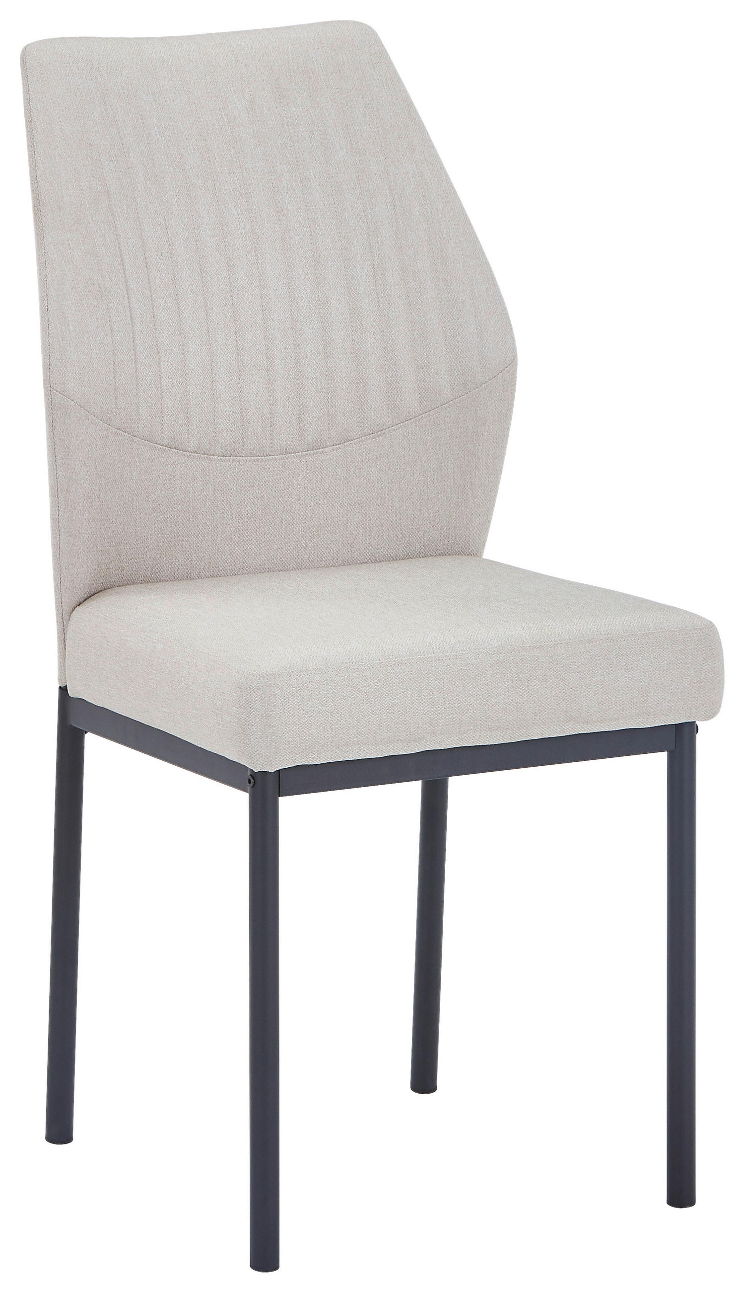 Scaun din metal, textil, negru, bej