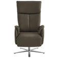 RELAXSESSEL in Leder Graubraun  - Edelstahlfarben/Graubraun, Design, Leder/Metall (70/124/85cm) - Cantus