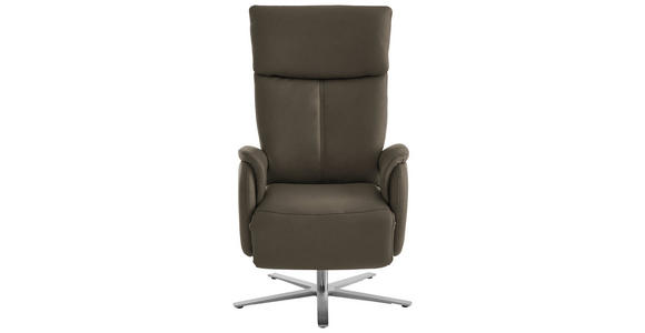 RELAXSESSEL in Leder Graubraun - Edelstahlfarben/Graubraun, Design, Leder/Metall (70/124/85cm) - Cantus
