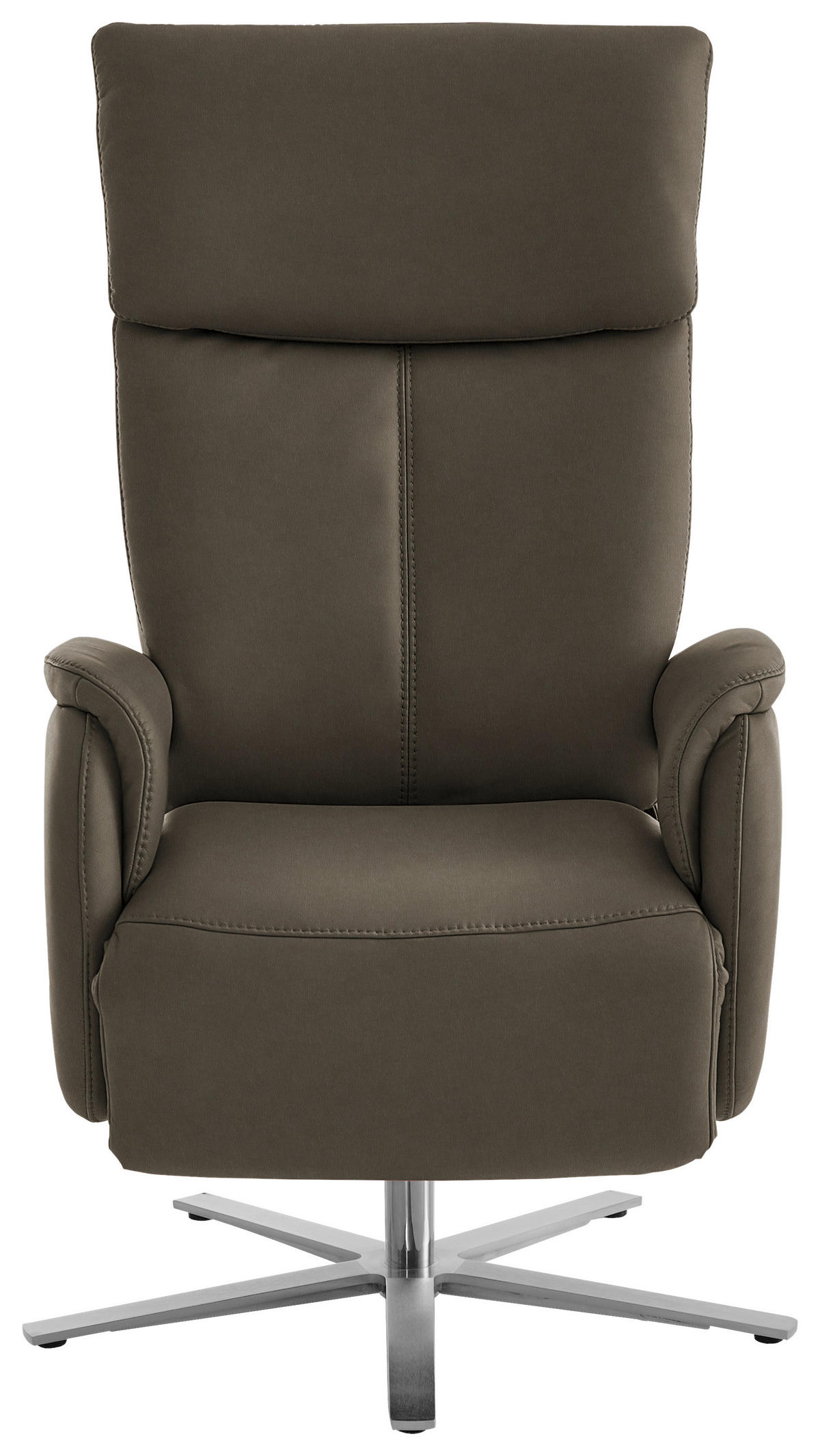 RELAXSESSEL in Leder Graubraun  - Edelstahlfarben/Graubraun, Design, Leder/Metall (70/124/85cm) - Cantus