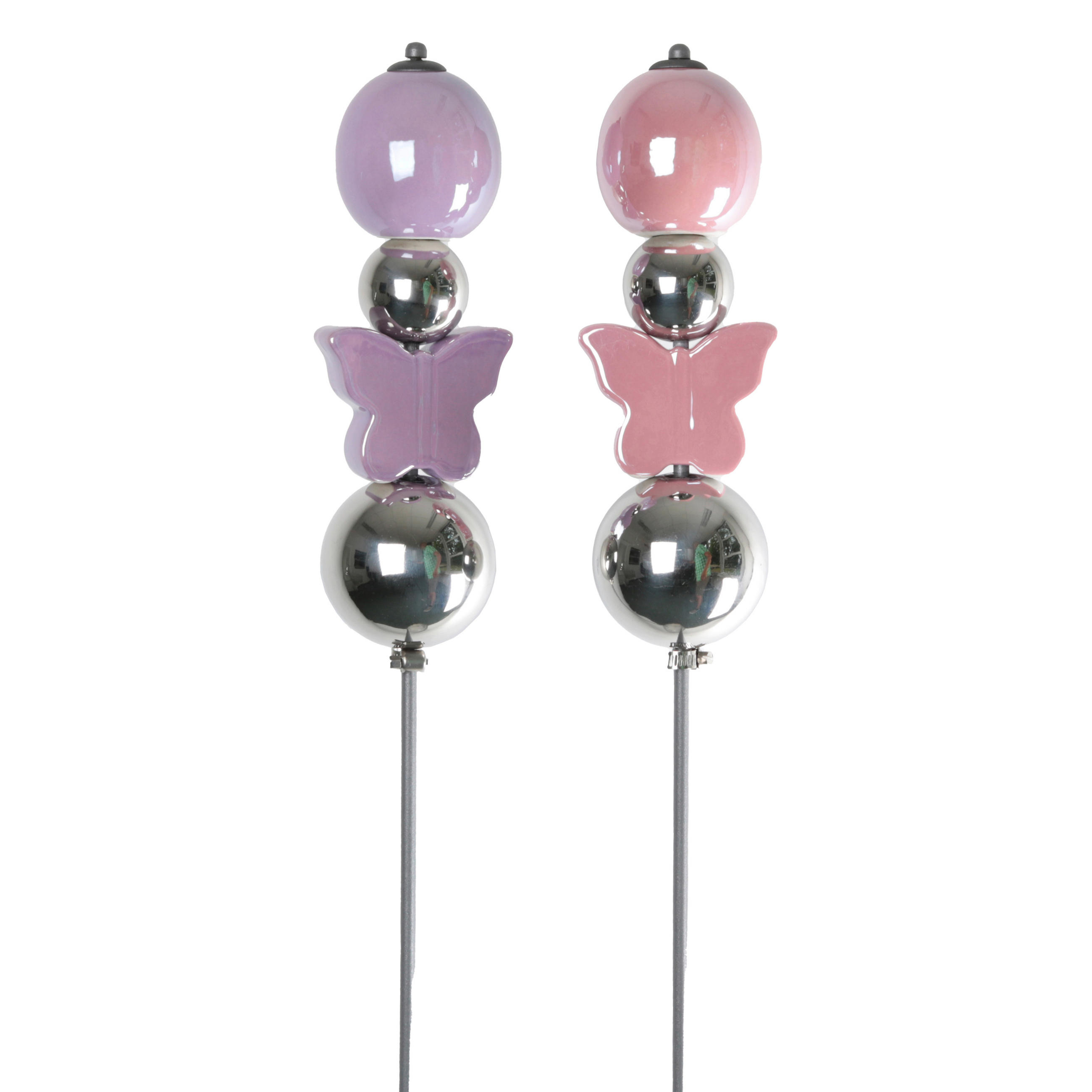 TRÄDGÅRDSDEKORATION - lila/rosa, Lifestyle, metall/keramik (9/8/120cm)