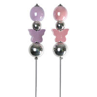 TRÄDGÅRDSDEKORATION - lila/rosa, Lifestyle, metall/keramik (9/8/120cm)