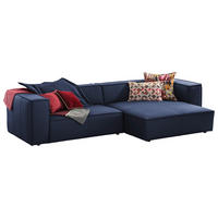 ECKSOFA in Echtleder Blau  - Blau/Schwarz, Modern, Leder/Kunststoff (300/164cm) - W.Schillig