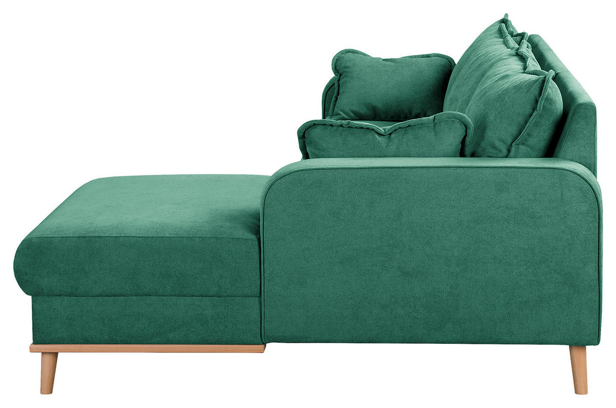 ECKSOFA in Mikrofaser Mintgrün  - Wengefarben/Mintgrün, Design, Holz/Textil (230/150cm) - Livetastic