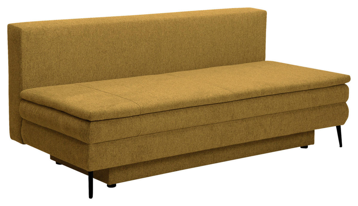 SCHLAFSOFA in Textil Dunkelgelb  - Dunkelgelb/Schwarz, Design, Kunststoff/Textil (200/90/100cm) - Venda