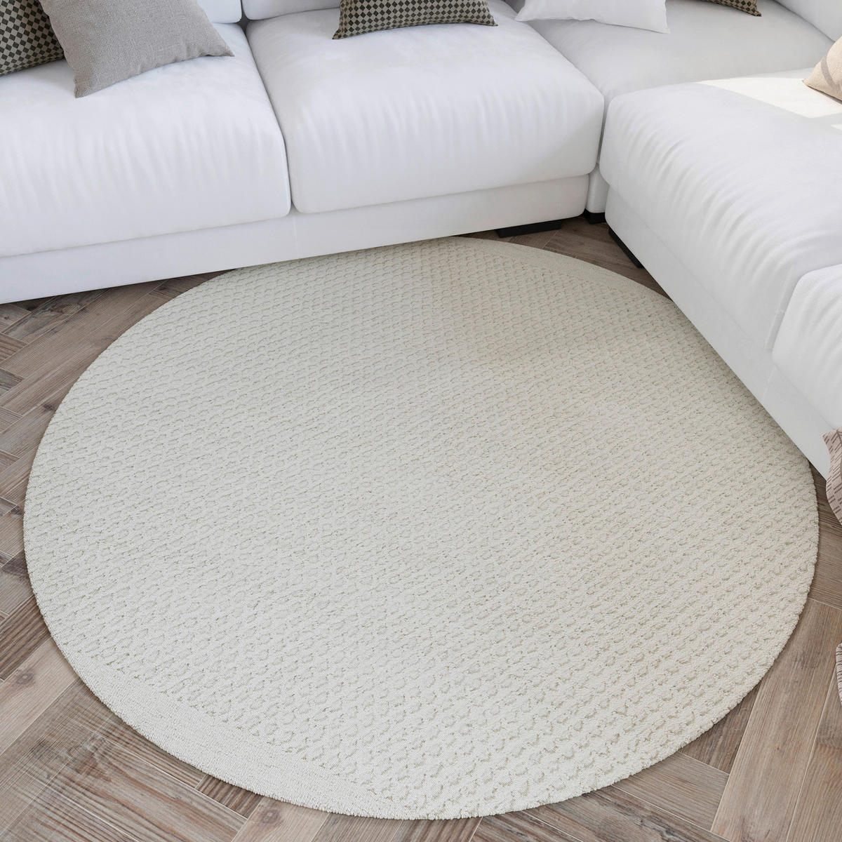 WEBTEPPICH Wohnzimmer 200 cm Hamptons Thirtyeight Creme rund  - Creme, Design, Textil (200cm) - WECON HOME