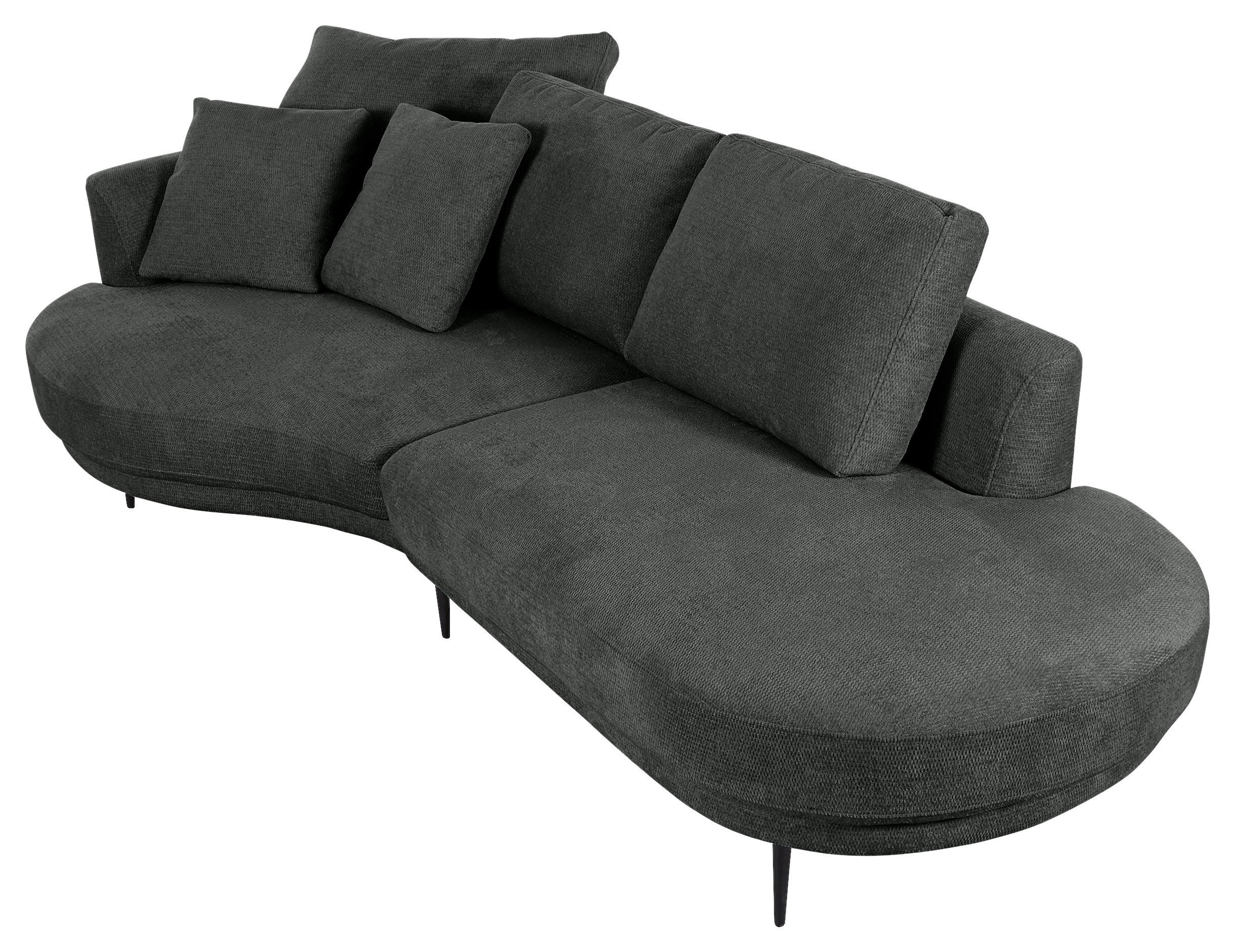 ECKSOFA in Chenille Dunkelgrau  - Dunkelgrau/Schwarz, Konventionell, Textil/Metall (140/275cm) - Carryhome