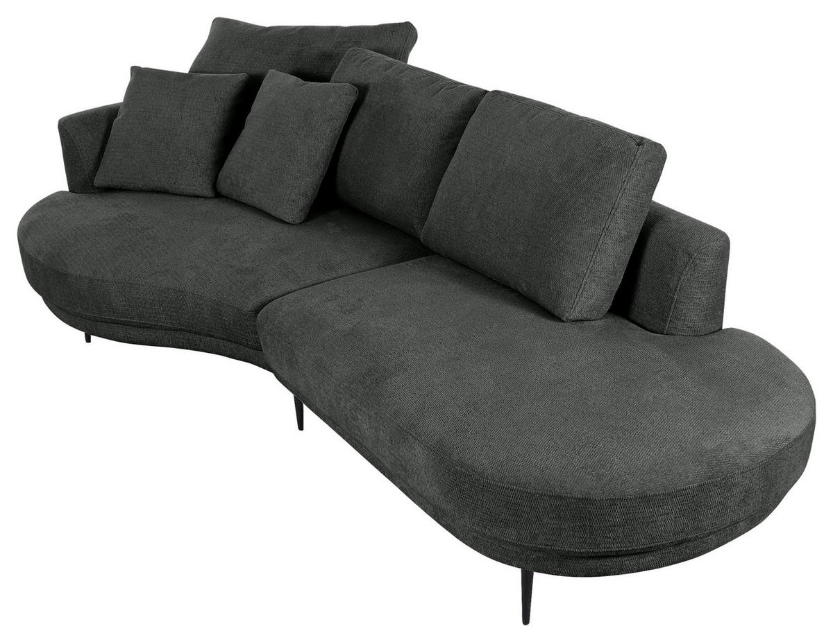 ECKSOFA in Chenille Dunkelgrau  - Dunkelgrau/Schwarz, Konventionell, Textil/Metall (140/275cm) - Carryhome