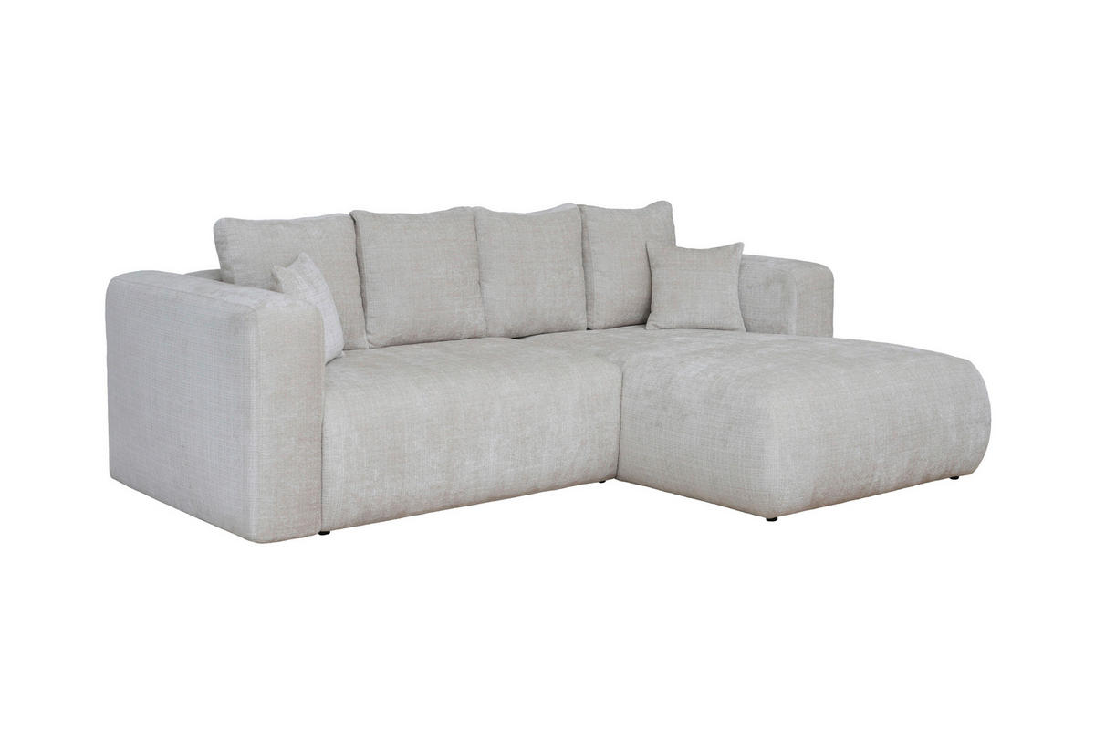 ECKSOFA Creme Chenille Zierkissen, Rückenkissen, Rücken echt  - Creme/Schwarz, MODERN, Kunststoff/Textil (276/188cm) - Milino