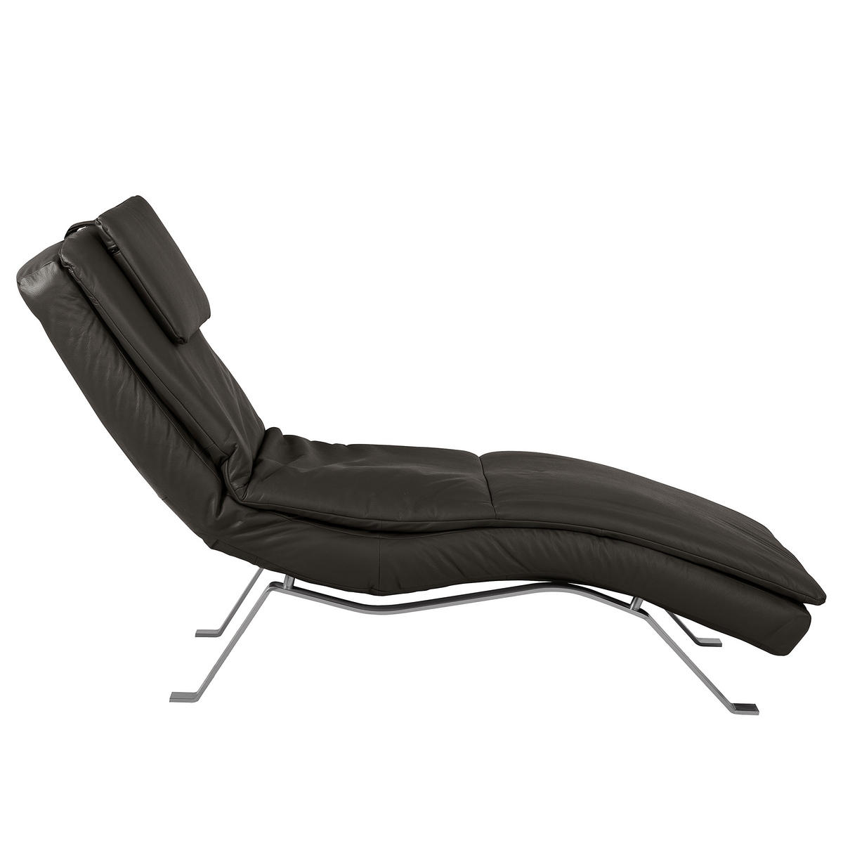 RELAXLIEGE in Echtleder Dunkelbraun  - Dunkelbraun/Silberfarben, Design, Leder/Metall (65/95/171cm) - Celina Home