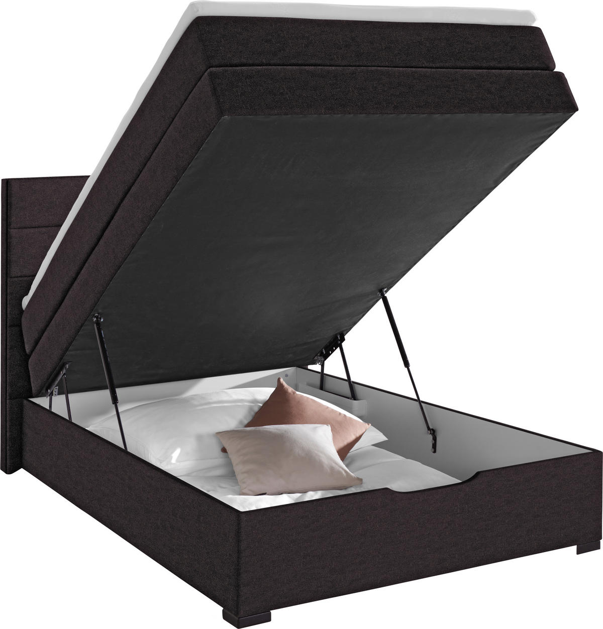 BOXSPRINGBETT 140/200 cm  in Dunkelbraun  - Wengefarben/Dunkelbraun, Konventionell, Textil (140/200cm) - Carryhome