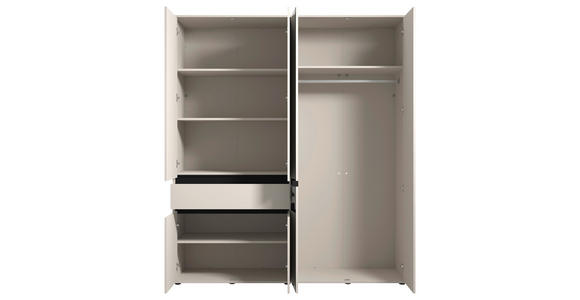 DREHTÜRENSCHRANK 6-türig Schwarz, Kaschmir  - Kaschmir/Schwarz, Basics, Glas/Holzwerkstoff (182,5/210.5/54cm) - Xora