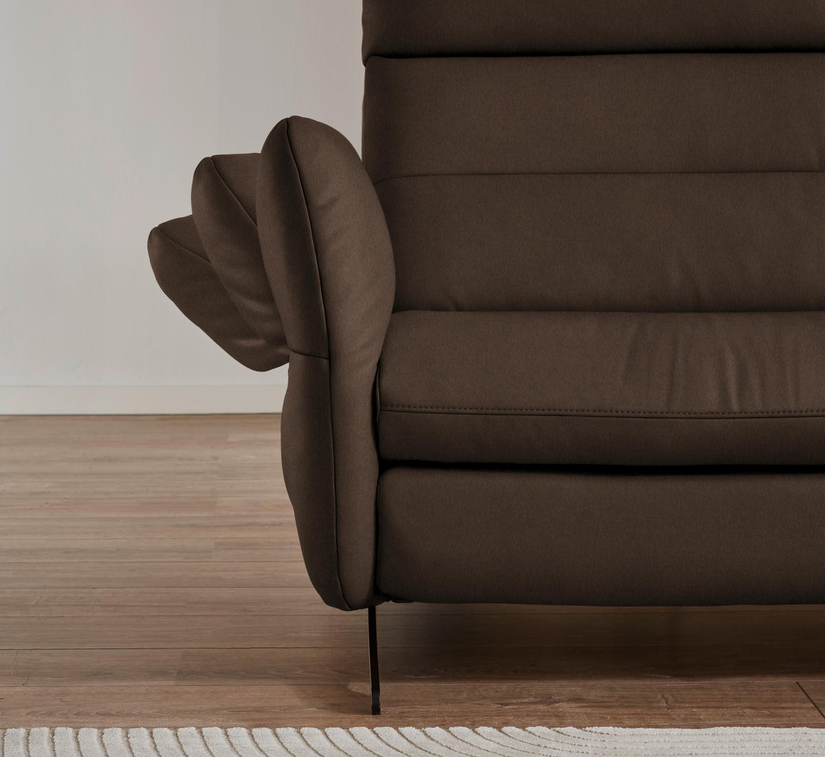 ECKSOFA in Echtleder Braun  - Schwarz/Braun, Design, Leder/Metall (300/157cm) - Dieter Knoll