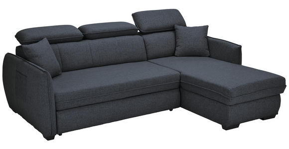 ECKSOFA in Flachgewebe Dunkelgrau  - Dunkelgrau/Schwarz, MODERN, Kunststoff/Textil (182/237cm) - Carryhome