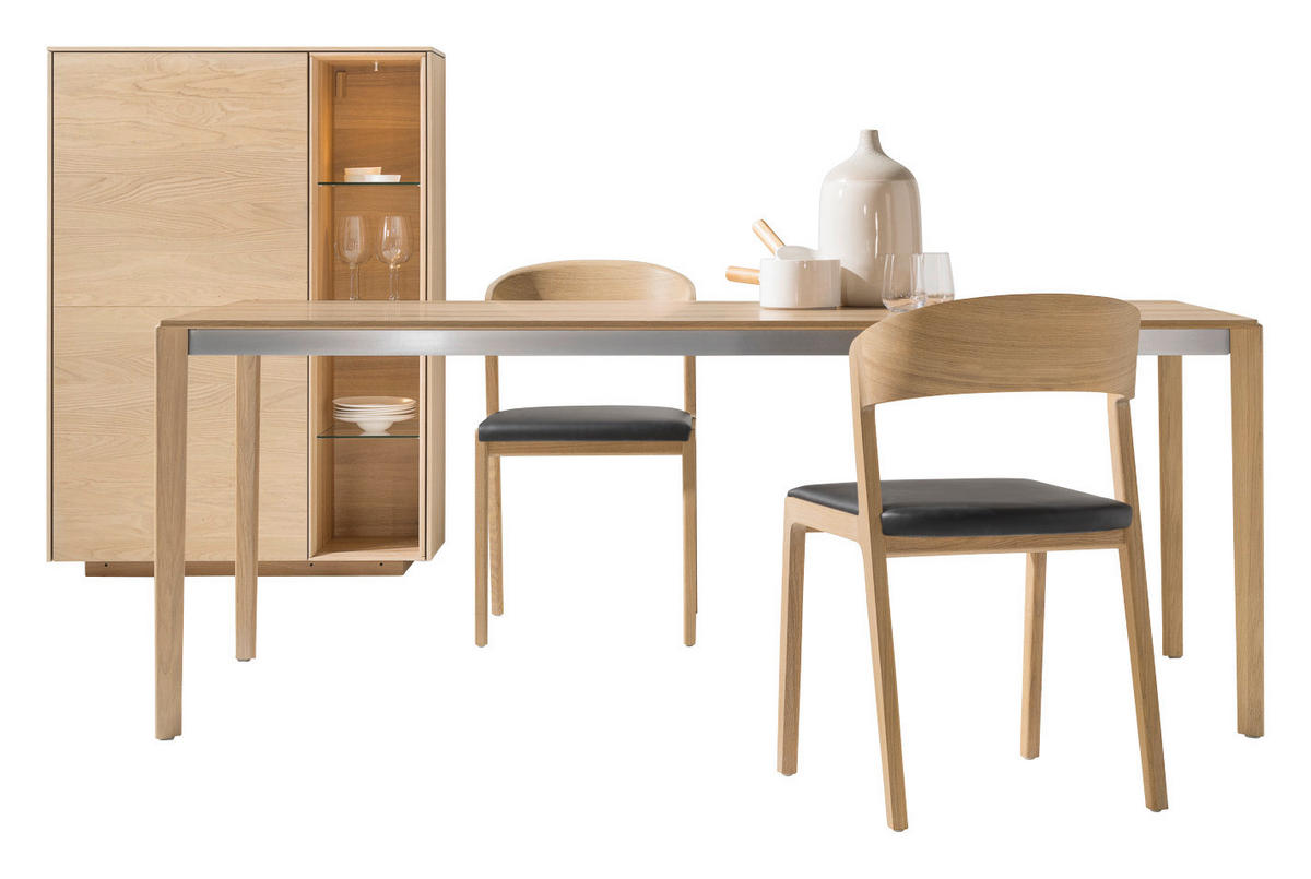 ESSTISCH in Holz, Metall 200(300)/100/75 cm  - Edelstahlfarben/Eichefarben, Design, Holz/Metall (200(300)/100/75cm) - Team 7
