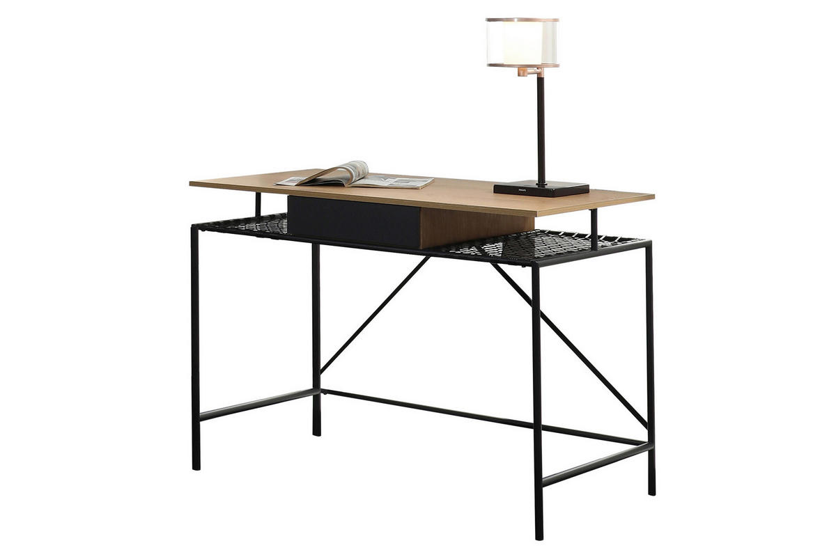 SCHREIBTISCH 110/55/76 cm Naturfarben, Schwarz  - Schwarz/Naturfarben, Design, Holzwerkstoff/Kunststoff (110/55/76cm) - Livetastic