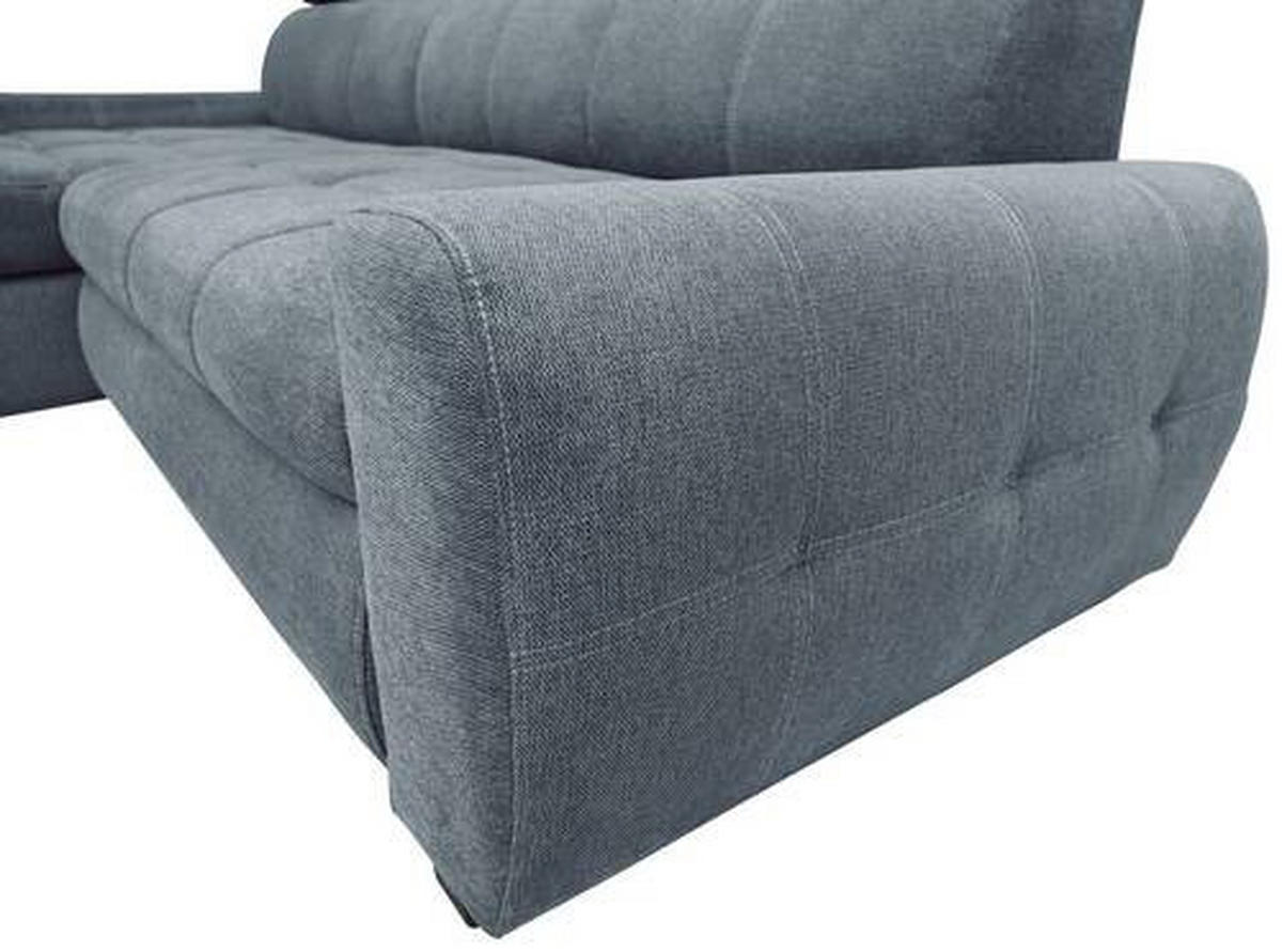 ECKSOFA in Webstoff Hellblau  - Weiss/Schwarz, Design, Kunststoff/Textil (276/173cm) - Stylife