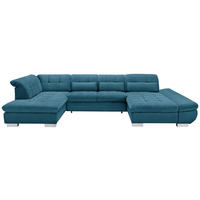 WOHNLANDSCHAFT in Mikrofaser Blau  - Chromfarben/Blau, Design, Kunststoff/Textil (211/350/204cm) - Xora