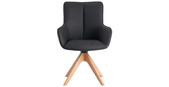ARMLEHNSTUHL in Eisen Echtleder pigmentiert - Eichefarben/Schwarz, MODERN, Leder/Holz (64/87/60cm) - Novel