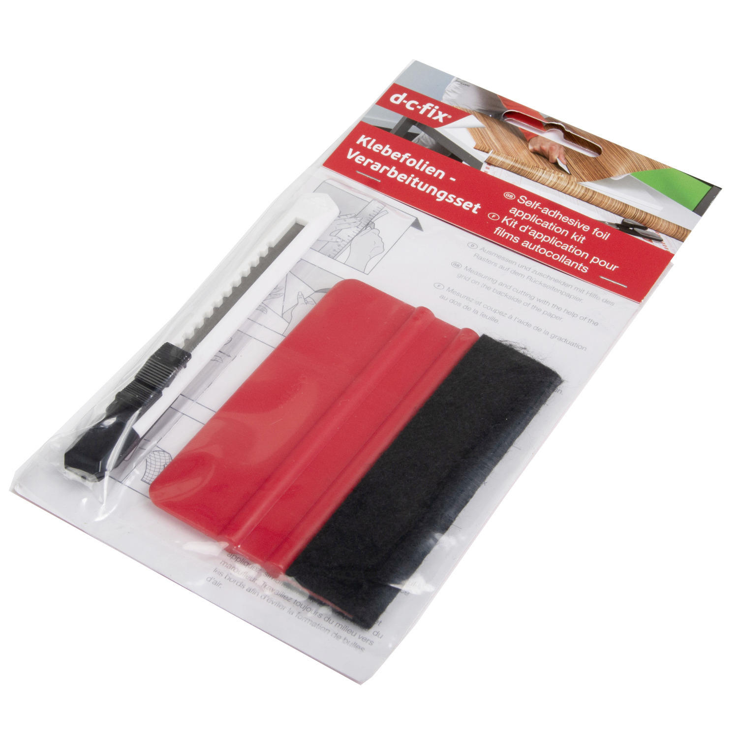 KLEBEFOLIEN-VERARBEITUNGSSET  - Rot/Weiß, Basics, Kunststoff/Metall