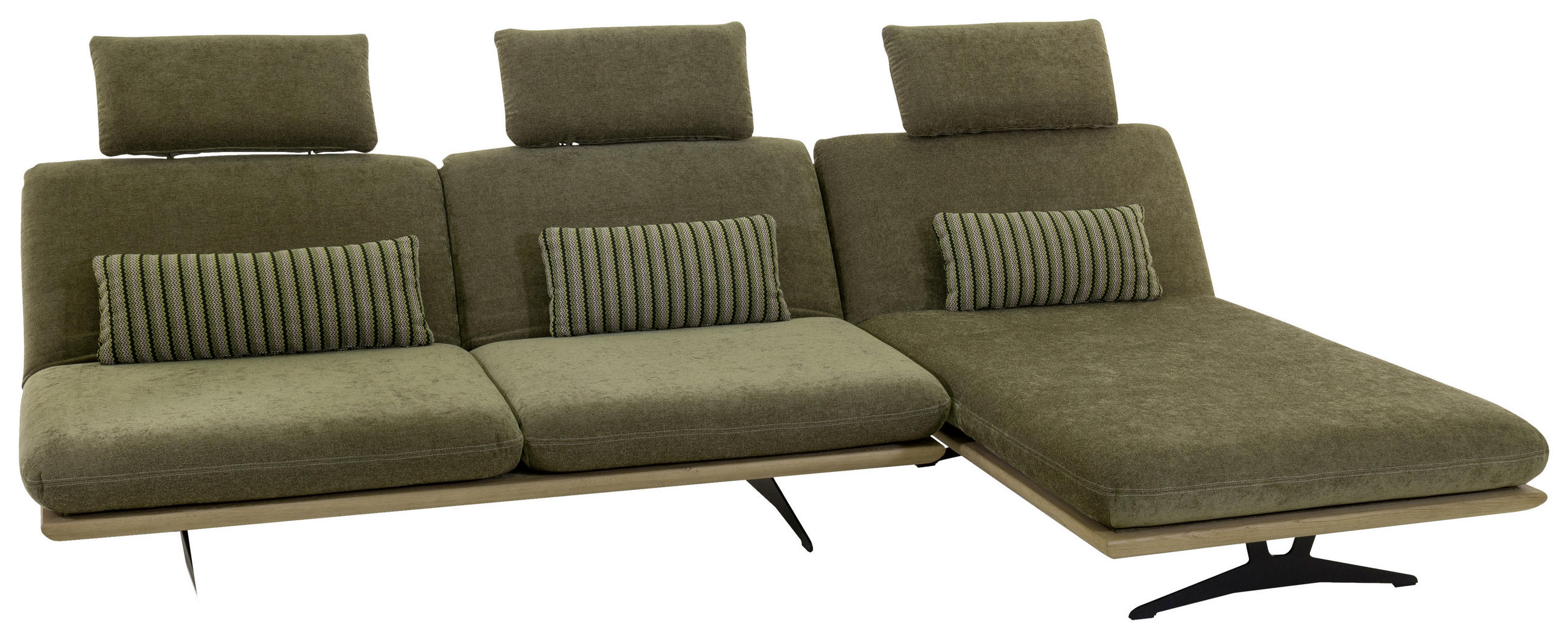 SEDEŽNA GARNITURA, svetlo zelena - črna/bež, Design, kovina/tekstil (318/92/90/165cm) - Dieter Knoll
