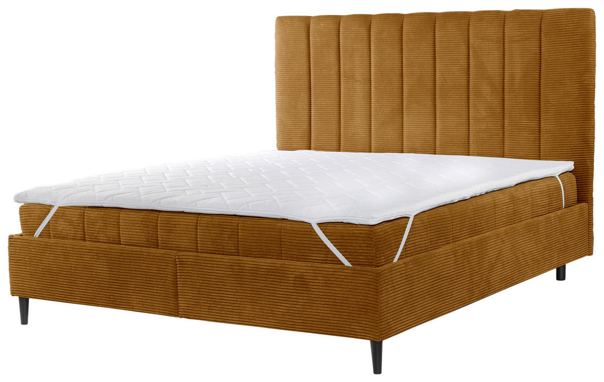 POLSTERBETT Matratze, Lattenrost 180/200 cm  in Kupferfarben  - Creme/Schwarz, LIFESTYLE, Holz/Textil (180/200cm) - Livetastic
