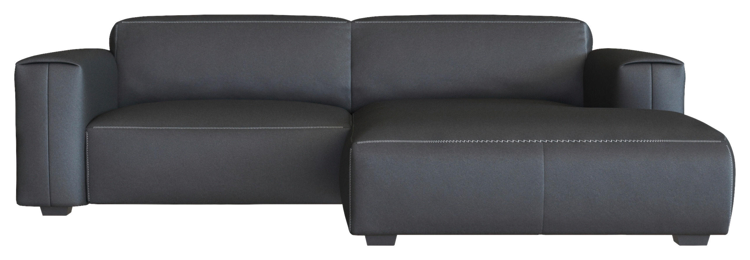 ECKSOFA Schwarz Echtleder Rücken echt  - Schwarz, Design, Leder/Holz (252/171cm) - Livetastic