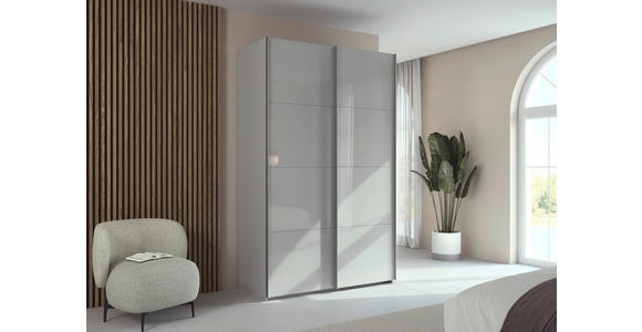 SCHWEBETÜRENSCHRANK 137/223/68 cm 2-türig Seidengrau  - Seidengrau/Alufarben, Design, Glas/Holzwerkstoff (137/223/68cm) - Xora