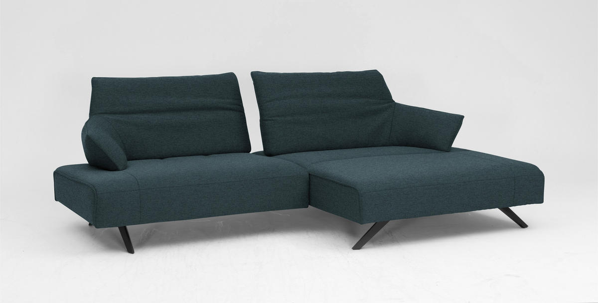 ECKSOFA in Struktur Hellblau  - Anthrazit/Hellblau, Design, Textil/Metall (276/165cm) - Himolla