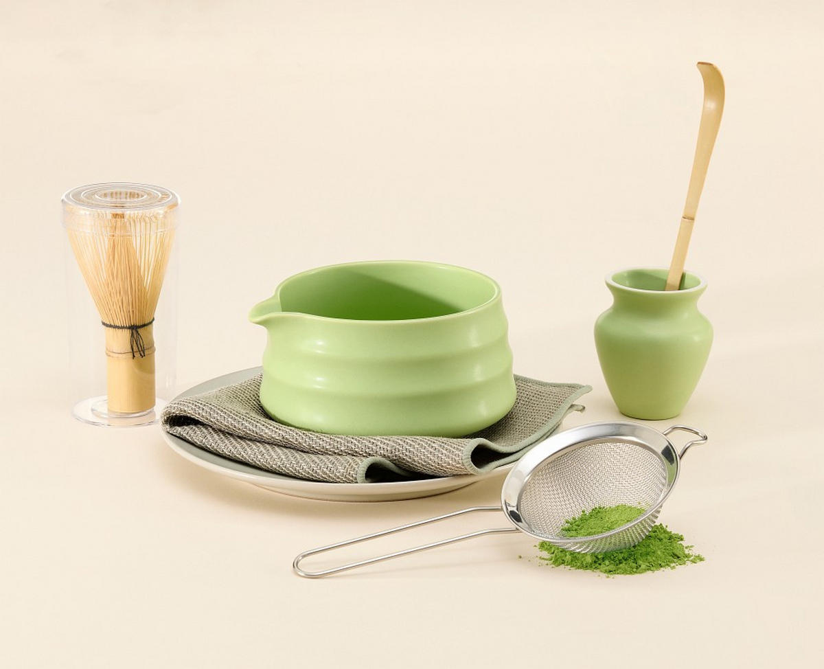 MATCHA-SET - Edelstahlfarben/Braun, Basics, Holz/Keramik (22/14/8cm) - GOURMETMAXX