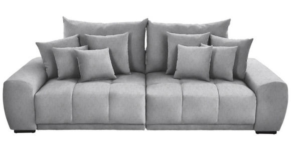 BIGSOFA Feincord Hellgrau  - Hellgrau/Schwarz, KONVENTIONELL, Holz/Textil (280/67/120cm) - Carryhome