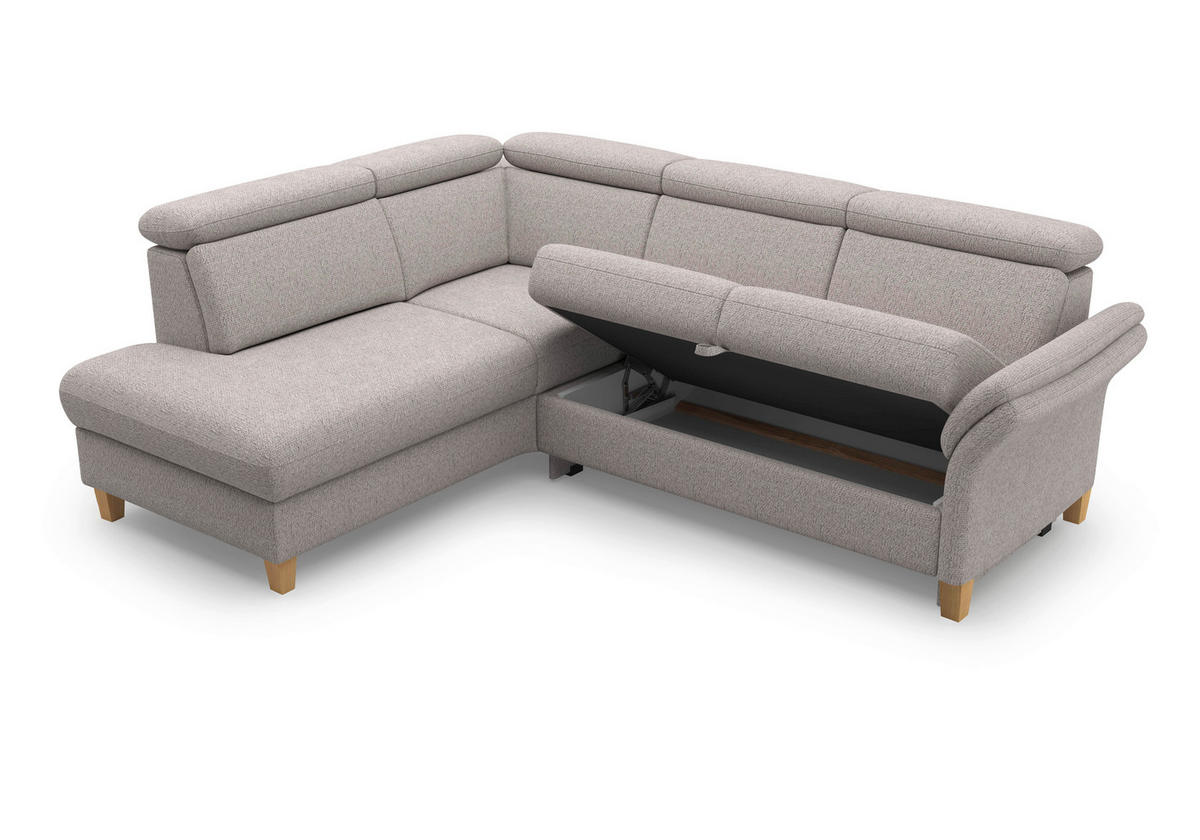 ECKSOFA GLENDALE E Silberfarben Chenille  - Eichefarben/Silberfarben, KONVENTIONELL, Holz/Textil (193/247cm) - Sit & More