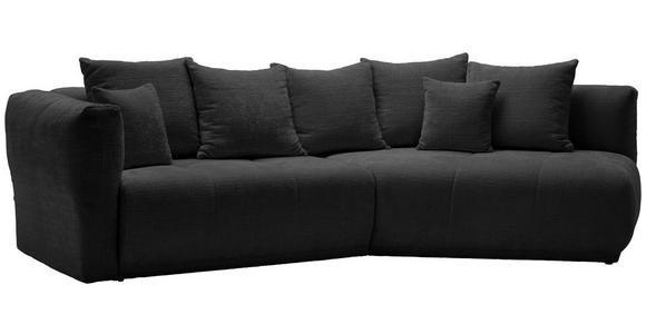 ECKSOFA in Chenille Schwarz  - Schwarz, MODERN, Kunststoff/Textil (315/180cm) - Hom`in