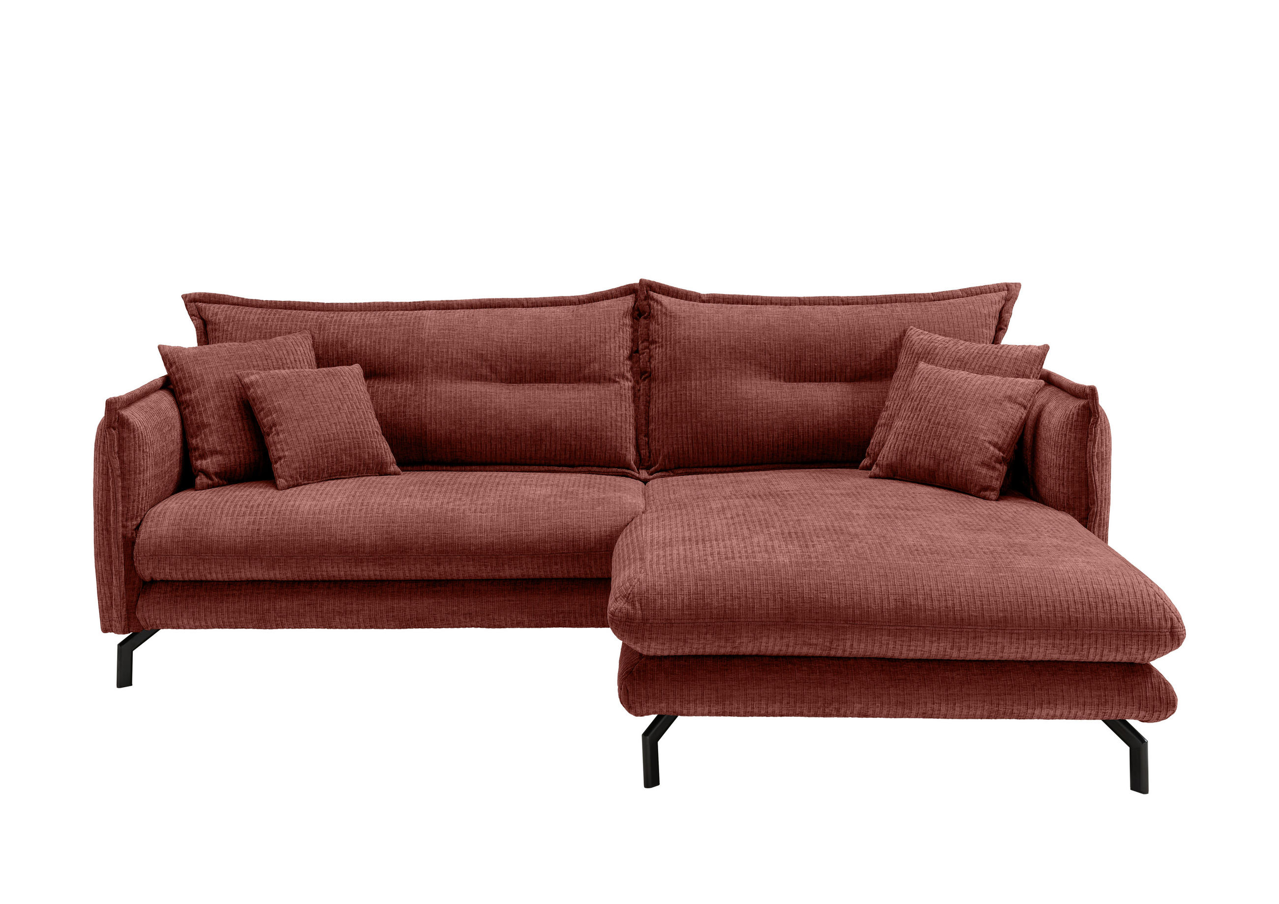 ECKSOFA Koralle Velours  - Koralle/Schwarz, Design, Textil/Metall (255/180cm) - Livetastic