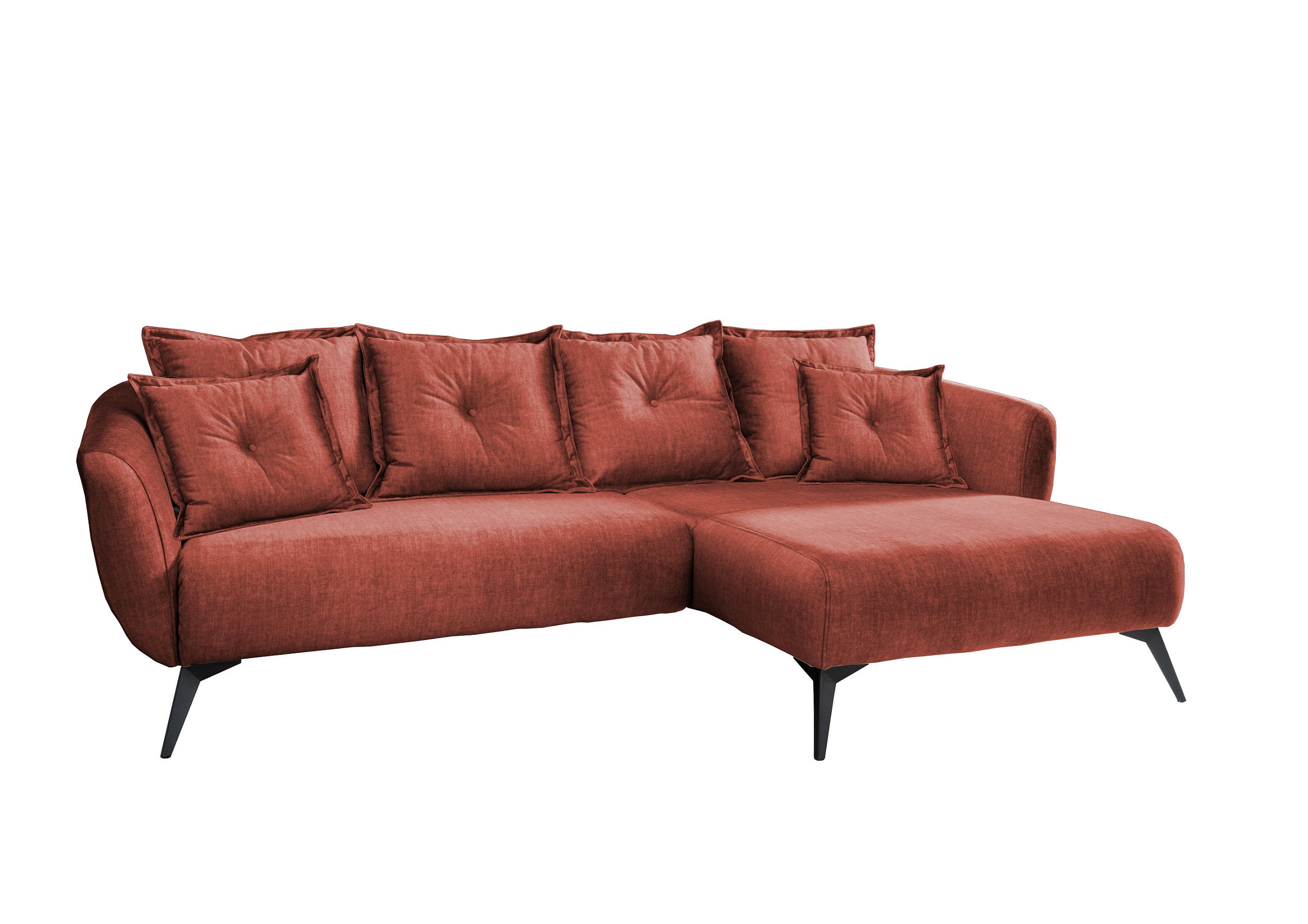 ECKSOFA Koralle Velours  - Koralle/Schwarz, MODERN, Holz/Textil (277/162cm) - Livetastic