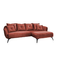 ECKSOFA in Velours Koralle  - Koralle/Schwarz, Modern, Holz/Textil (277/162cm) - Livetastic