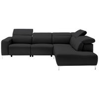 ECKSOFA in Echtleder Schwarz  - Chromfarben/Schwarz, Design, Leder/Metall (290/223cm) - Pure Home Lifestyle