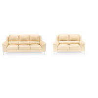 SOFFA i äkta läder sandfärgad  - sandfärgad/kromfärg, Klassisk, metall/läder - Welnova