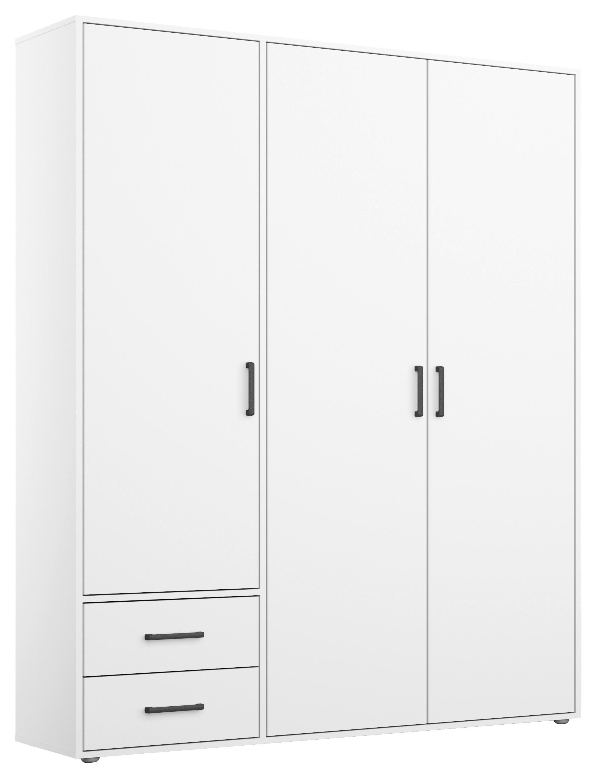 DREHTÜRENSCHRANK 140/194/53 cm,  in Weiß, 3 Tür(en)  - Weiß/Grau, MODERN, Holzwerkstoff/Kunststoff (140/194/53cm) - Rauch Möbel