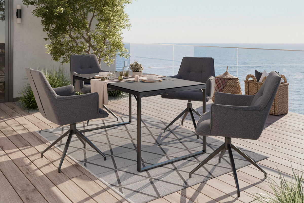 GARTENSTUHL Eisen Grau, Dunkelgrau  - Dunkelgrau/Grau, MODERN, Textil/Metall (58/87/64cm) - Ambia Garden