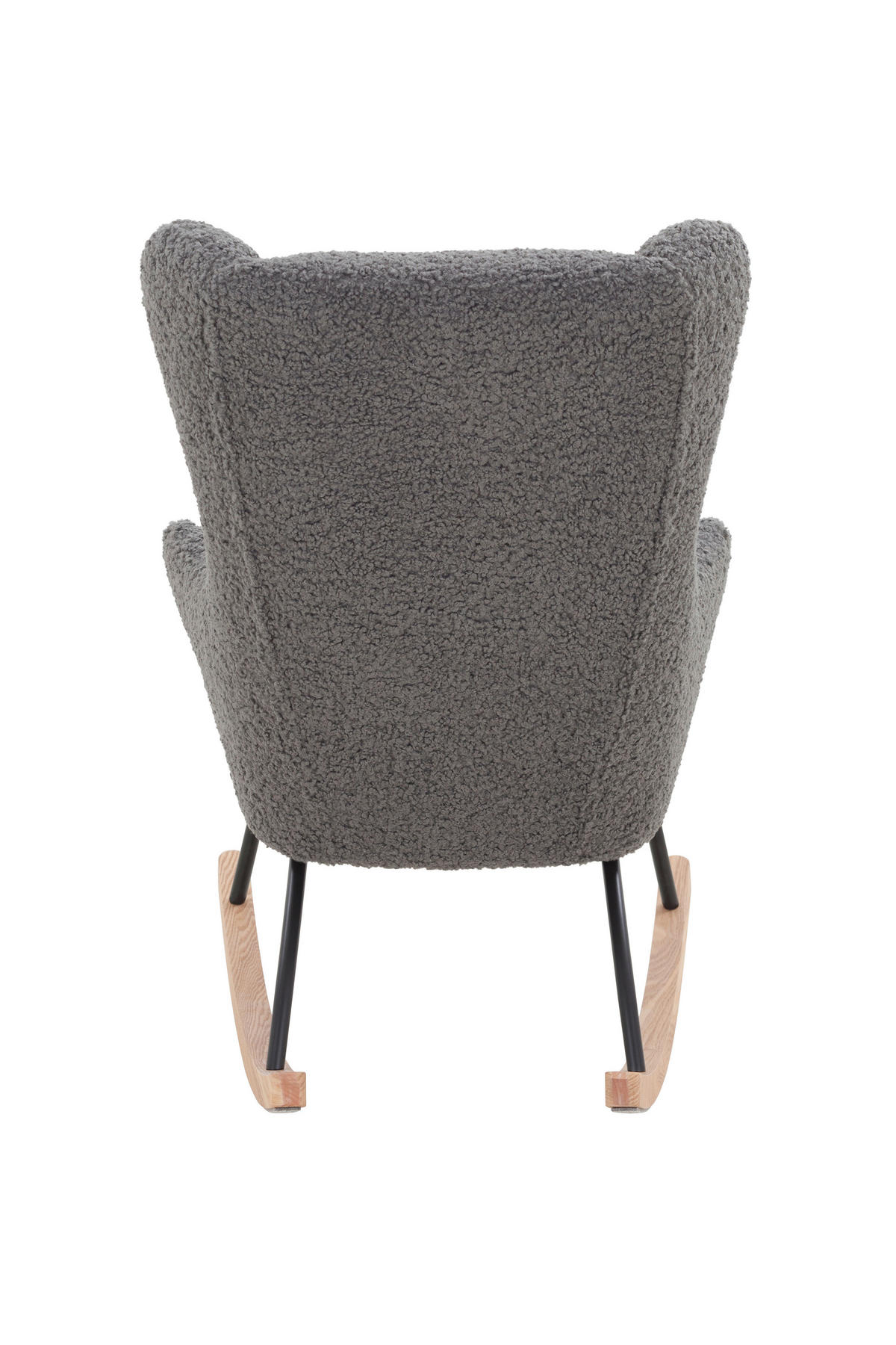 SCHAUKELSTUHL in Teddystoff Grau  - Eichefarben/Schwarz, MODERN, Holz/Textil (66/106/104cm) - Livetastic